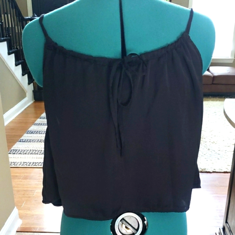 American Eagle Outfitters Black Crop Tie Front Camisole
